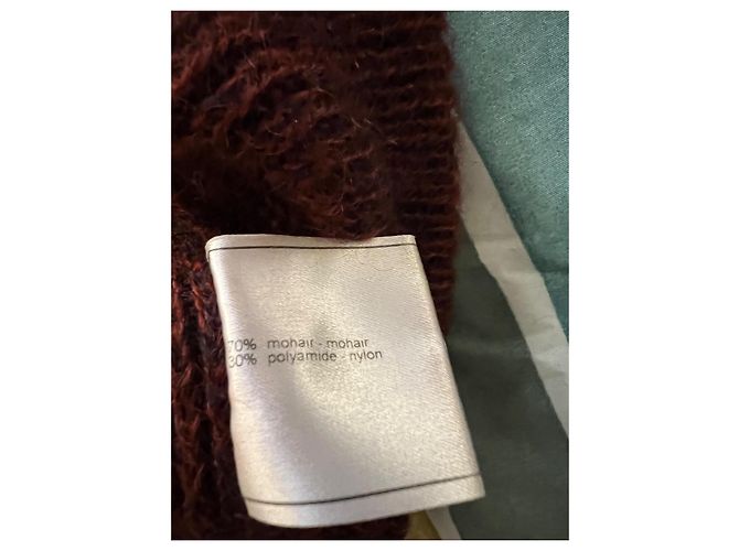 Pull Chanel col roulé oversized bordeaux mohair S - vista 5
