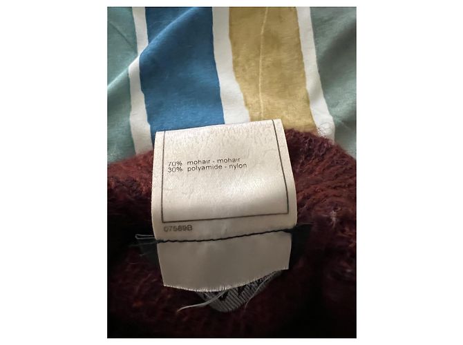 Pull Chanel col roulé oversized bordeaux mohair S - vista 6