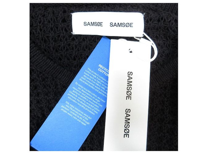 Autre Marque Vestido largo de punto de algodón con encaje SAYASMINE de Samsoe Samsoe Negro - vista 6