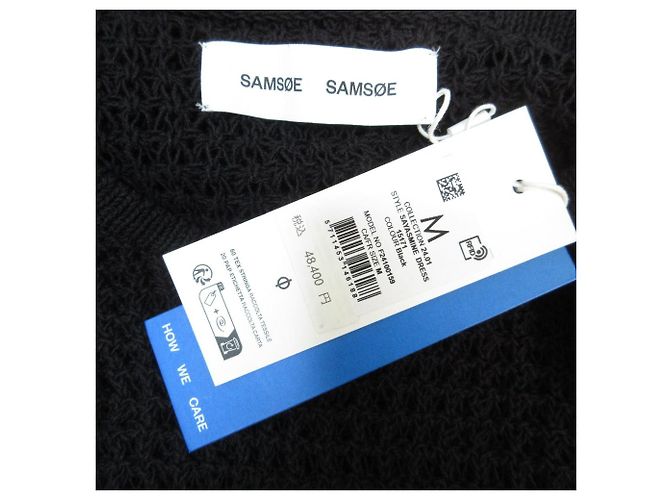 Autre Marque Vestido largo de punto de algodón con encaje SAYASMINE de Samsoe Samsoe Negro - vista 7
