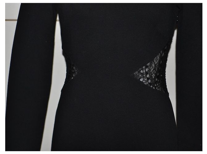Emilio Pucci Schwarzes Kleid mit Spitzen Details Viscose Größe 40 - Ansicht 2