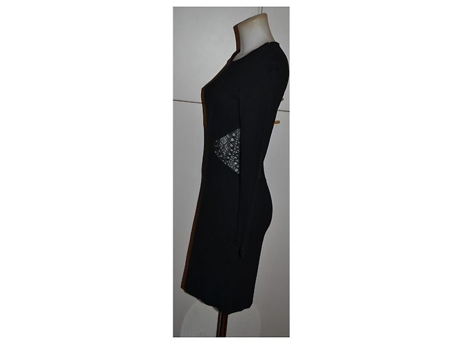 Emilio Pucci Schwarzes Kleid mit Spitzen Details Viscose Größe 40 - Ansicht 3