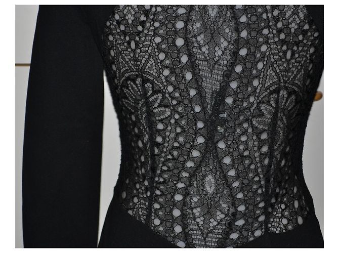 Emilio Pucci Schwarzes Kleid mit Spitzen Details Viscose Größe 40 - Ansicht 5