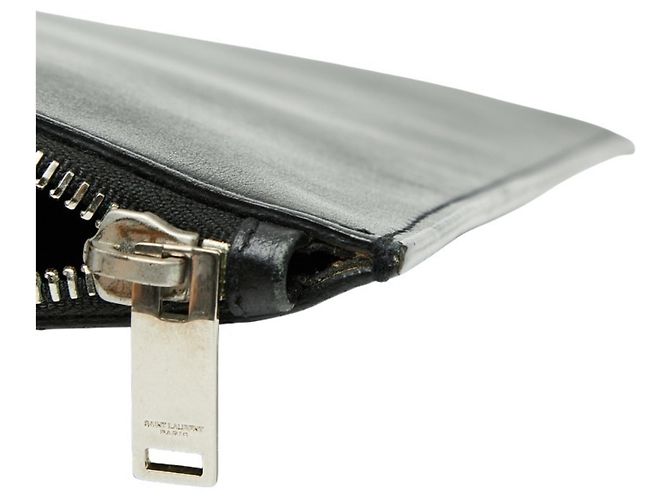 Clutch in pelle nera e bianca Saint Laurent Nero Bianco - vista 6