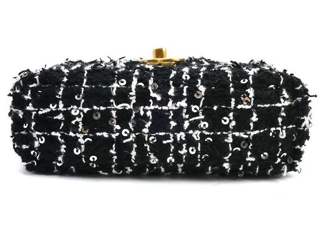 Borsa a spalla mini in tweed nero Chanel con catena - vista 4