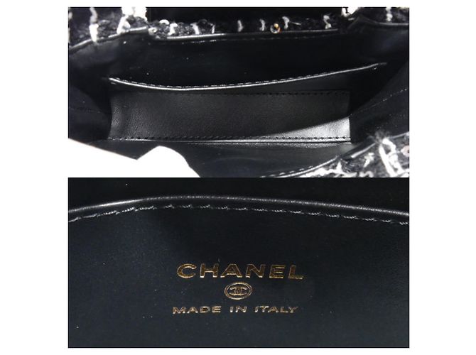 Borsa a spalla mini in tweed nero Chanel con catena - vista 5