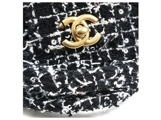 Borsa a spalla mini in tweed nero Chanel con catena - vista 7