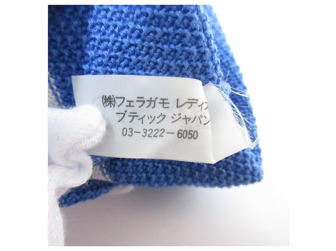 Top de punto Salvatore Ferragamo Blanco Azul - vista 7