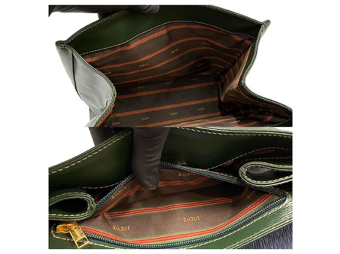 Borsa 2way in pelle Loewe Blu Verde - vista 11