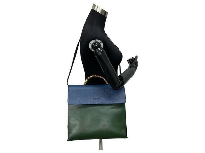 Borsa 2way in pelle Loewe Blu Verde - vista 4