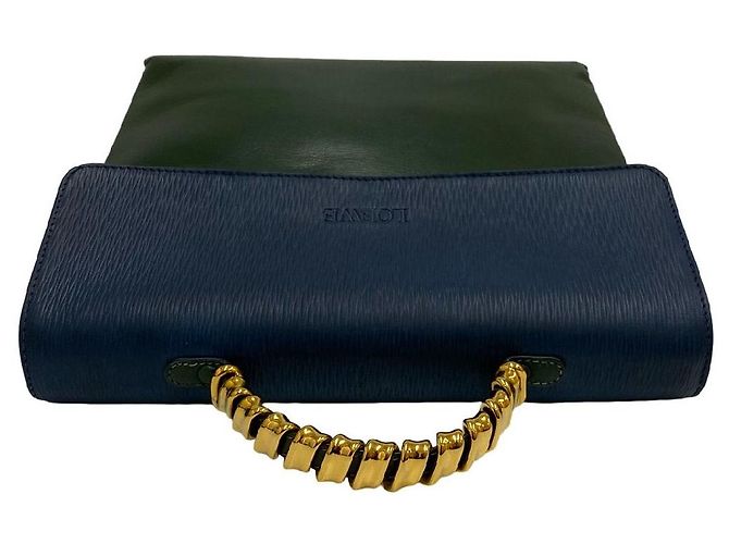 Borsa 2way in pelle Loewe Blu Verde - vista 7