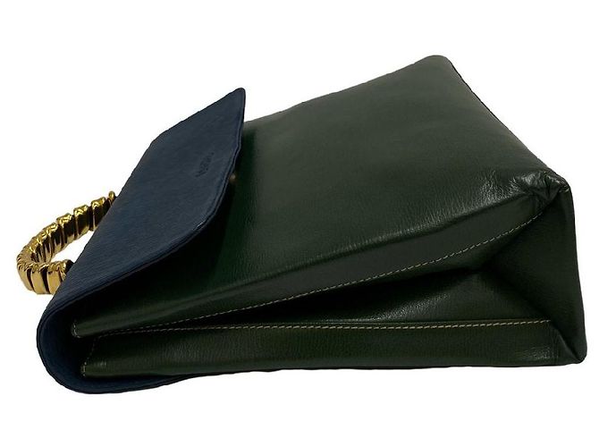 Borsa 2way in pelle Loewe Blu Verde - vista 8