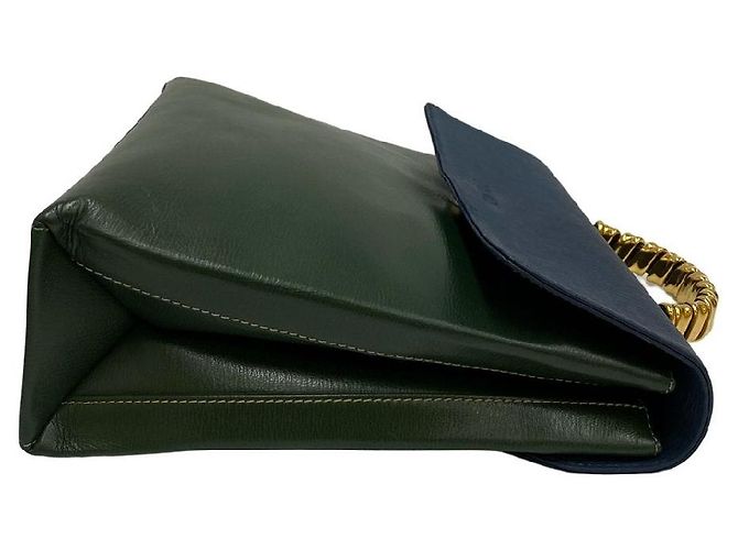 Borsa 2way in pelle Loewe Blu Verde - vista 9