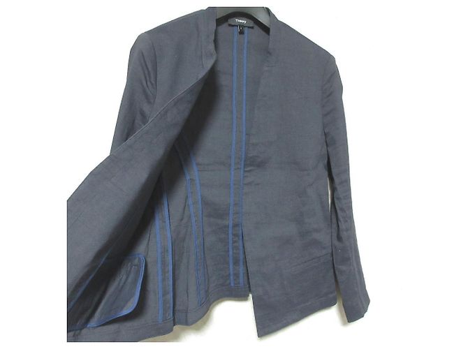 Giacca senza colletto in lino elasticizzato ECO CRUNCH di Theory - vista 3