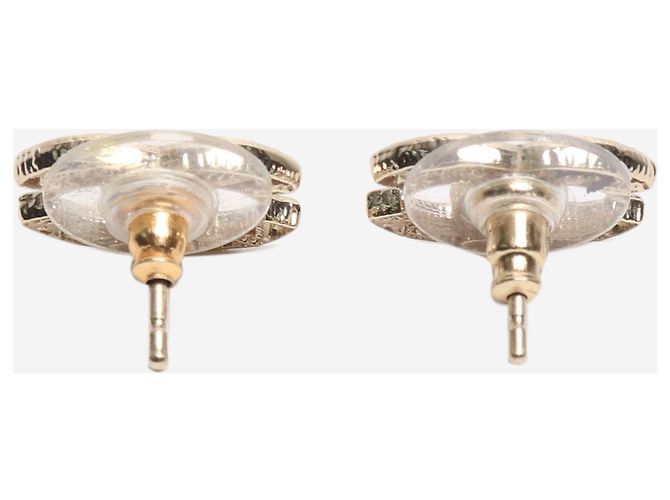 Chanel Goldene CC Ohrstecker im Tweed-Stil - Ansicht 3