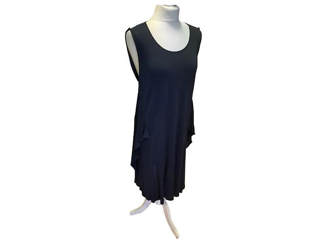 Ärmelloses schwarzes Fuzzi-Kleid aus 100% Viskose - Ansicht 2
