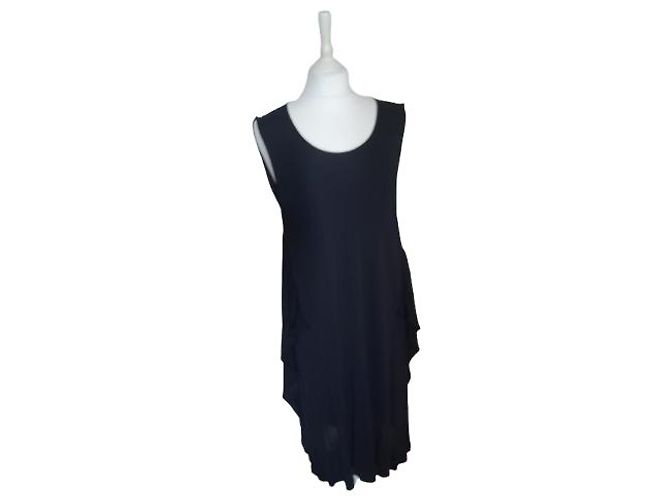 Ärmelloses schwarzes Fuzzi-Kleid aus 100% Viskose - Ansicht 3