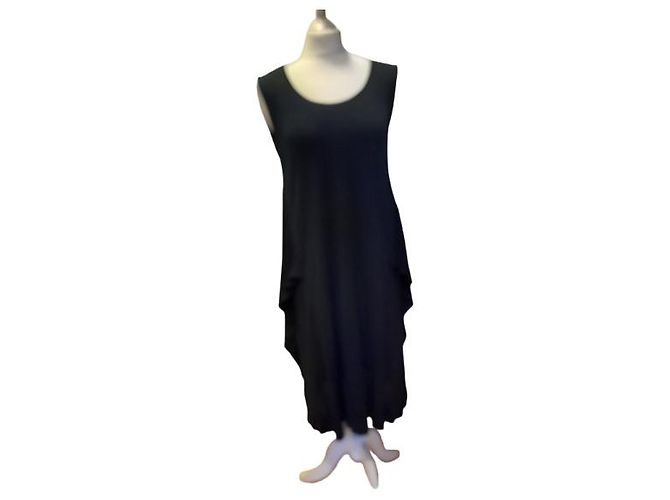 Ärmelloses schwarzes Fuzzi-Kleid aus 100% Viskose - Ansicht 4