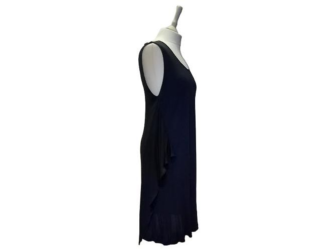 Ärmelloses schwarzes Fuzzi-Kleid aus 100% Viskose - Ansicht 8