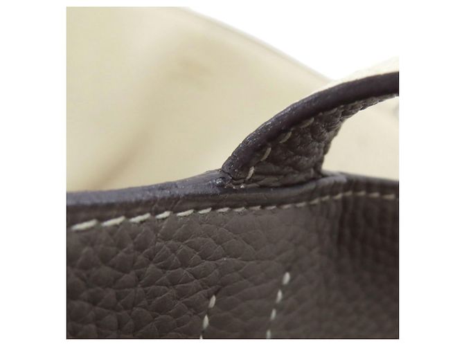 Borsa Tote Double Sens 28 Hermès Marrone Bianco - vista 16