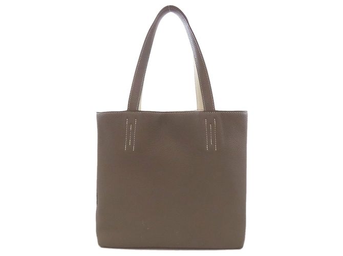 Borsa Tote Double Sens 28 Hermès Marrone Bianco - vista 2