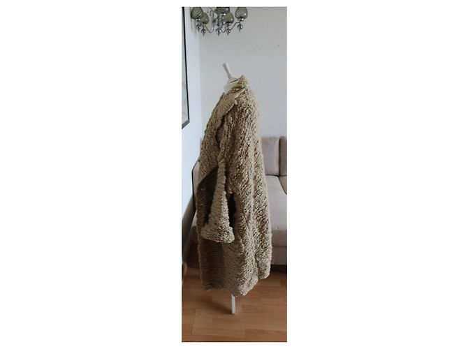 Fuzzi Grande Sciarpa in Maglia Fuzzy Colore Avena Beige - vista 10