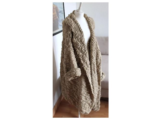 Fuzzi Grande Sciarpa in Maglia Fuzzy Colore Avena Beige - vista 3