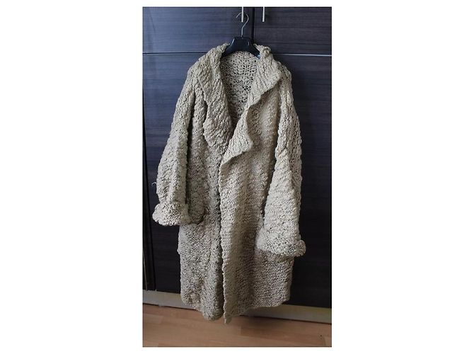 Fuzzi Grande Sciarpa in Maglia Fuzzy Colore Avena Beige - vista 7