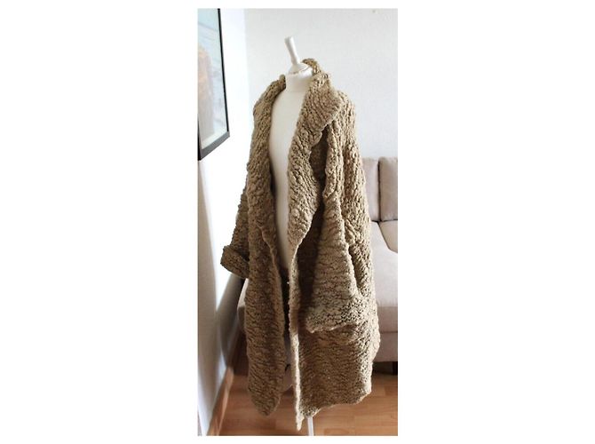 Fuzzi Grande Sciarpa in Maglia Fuzzy Colore Avena Beige - vista 8