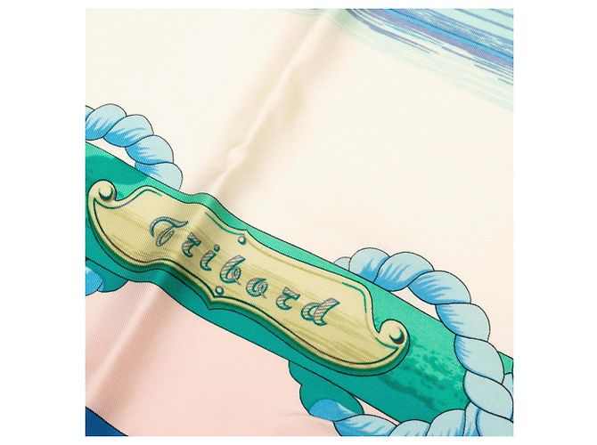 Sciarpa Hermès Carré 90 Tribord Nave a Vela Blu Multicolore Beige - vista 4