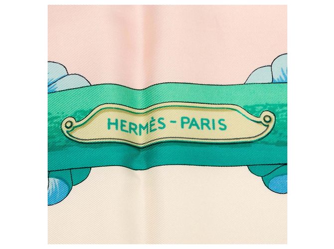 Sciarpa Hermès Carré 90 Tribord Nave a Vela Blu Multicolore Beige - vista 5