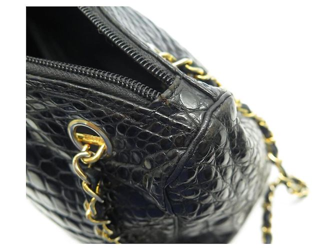 Chanel Bowling Mademoiselle Bolso de Cuero de Cocodrilo Negro - vista 13