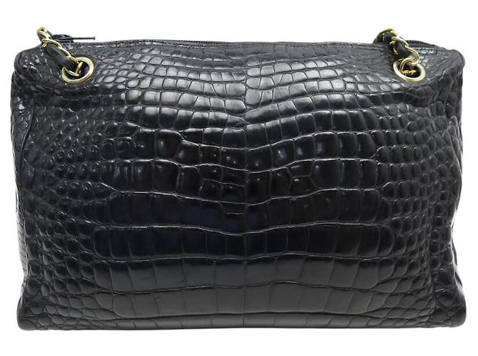 Chanel Bowling Mademoiselle Bolso de Cuero de Cocodrilo Negro - vista 2