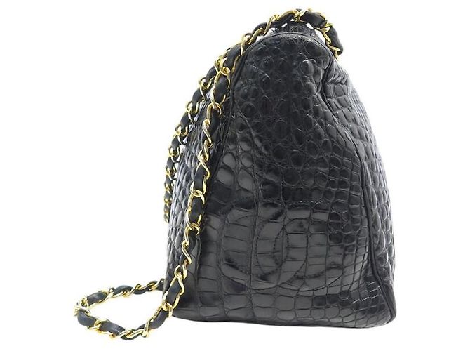 Chanel Bowling Mademoiselle Bolso de Cuero de Cocodrilo Negro - vista 3