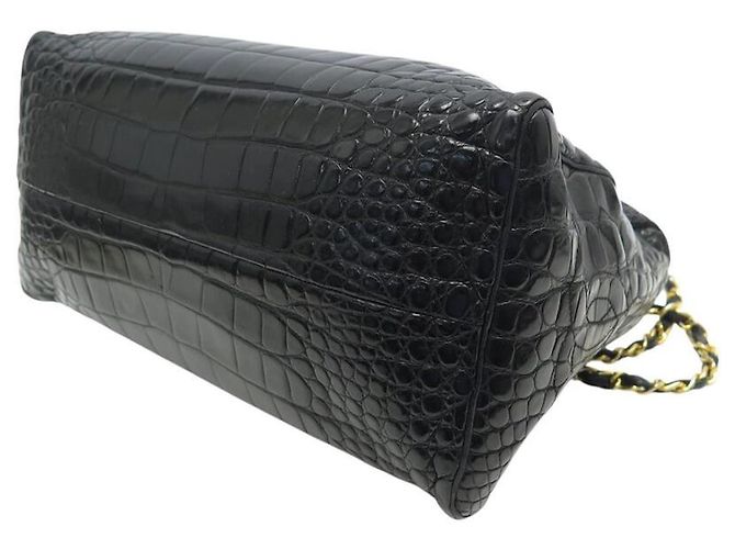 Chanel Bowling Mademoiselle Bolso de Cuero de Cocodrilo Negro - vista 5