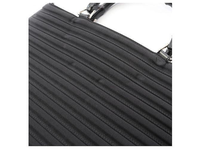 Borsa a mano Gucci Bamboo nera in pelle e nylon Nero - vista 9