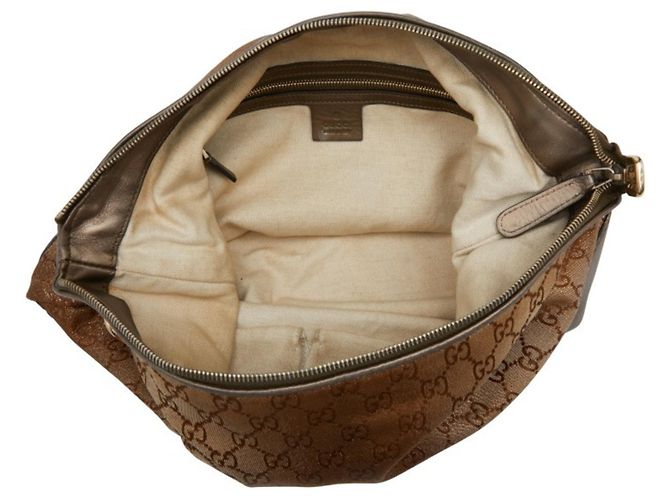 Bolso de Hombro Gucci GG Canvas Heart Bit Bamboo Castaño - vista 11