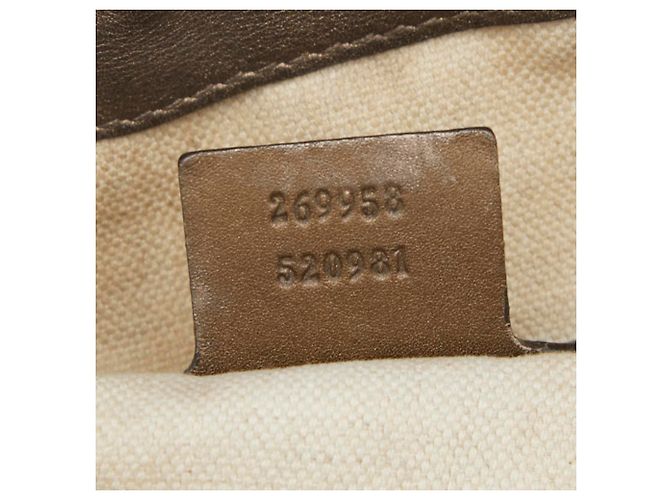 Bolso de Hombro Gucci GG Canvas Heart Bit Bamboo Castaño - vista 13