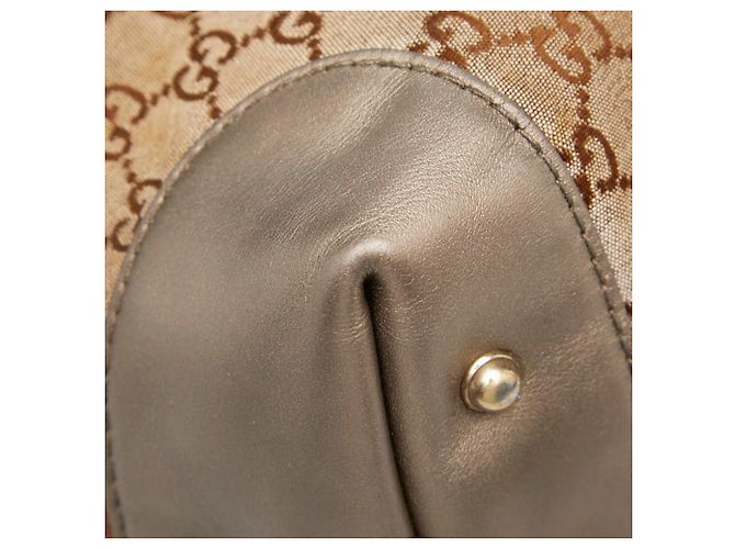 Bolso de Hombro Gucci GG Canvas Heart Bit Bamboo Castaño - vista 5