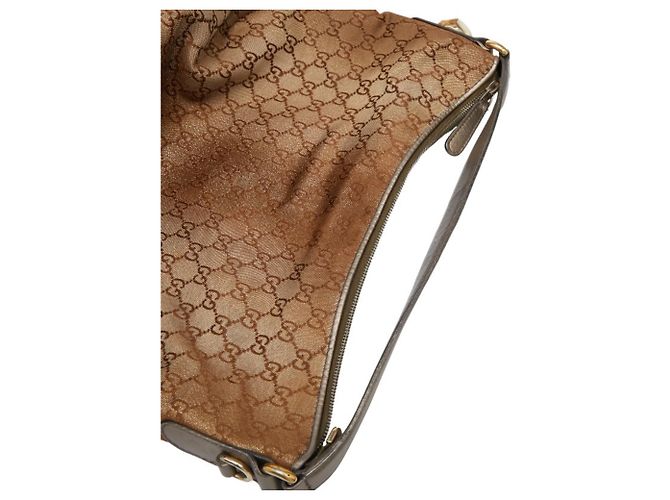 Bolso de Hombro Gucci GG Canvas Heart Bit Bamboo Castaño - vista 9