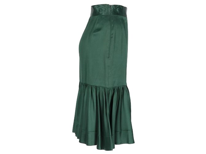 Falda de seda verde petróleo Prada - Años 2000 - vista 2