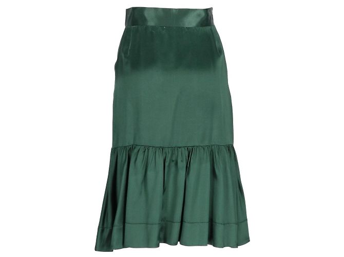 Falda de seda verde petróleo Prada - Años 2000 - vista 3