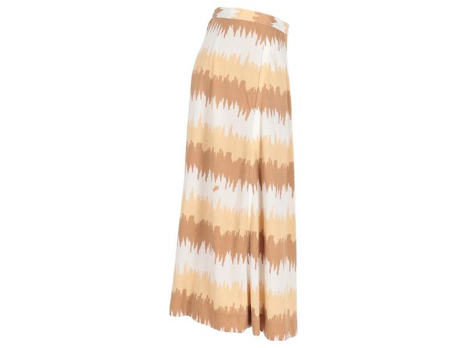 Autre Marque Roberta di Camerino Beige Patterned Skirt - 2000s White Sand - view 3