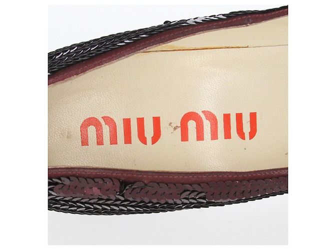 Bordeauxfarbene Pailletten-Pumps von Miu Miu - 2010er Jahre - Ansicht 10