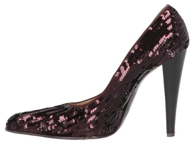 Bordeauxfarbene Pailletten-Pumps von Miu Miu - 2010er Jahre - Ansicht 2