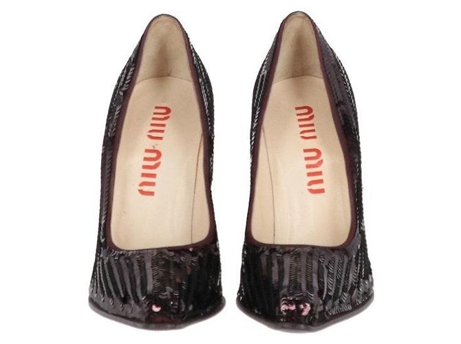 Bordeauxfarbene Pailletten-Pumps von Miu Miu - 2010er Jahre - Ansicht 4