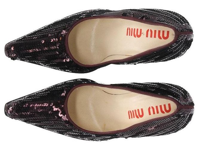 Bordeauxfarbene Pailletten-Pumps von Miu Miu - 2010er Jahre - Ansicht 7