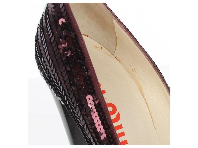Bordeauxfarbene Pailletten-Pumps von Miu Miu - 2010er Jahre - Ansicht 9