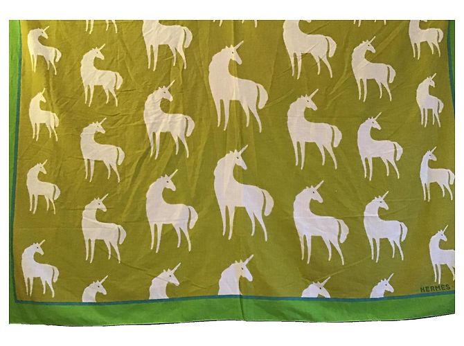 Hermès Einhorn Schal Stola Grün - Ansicht 3
