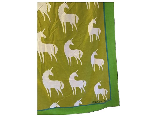 Hermès Einhorn Schal Stola Grün - Ansicht 4